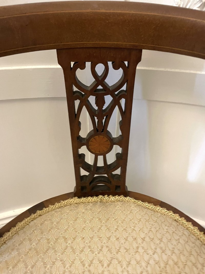 Antique Edwardian Quality Mahogany Inlaid Tub Chair - Image 9